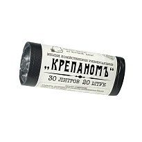 Мешки для мусора 30 л, черные, в рулоне 20 шт., ПНД, 7 мкм, 560х440 мм, Крепаномъ, 4607075710580 в Сургуте
