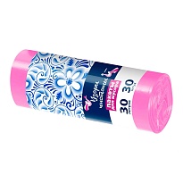 Мешки для мусора 30 л, розовые, в рулоне 30 шт., ПНД, 8 мкм, 560х480 мм, Узоры Чистоты, МУ3605 (ММЭ-30роз) в Сургуте