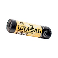 Мешки для мусора 30 л, черные, в рулоне 30 шт., ПНД, 7 мкм, 600х500 мм, ШМЕЛЬ, 4625 в Сургуте