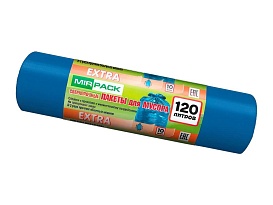 Мешки для мусора 120 л, синие, в рулоне 10 шт., ПНД, 14 мкм, 1100х700 мм, EXTRA, ex1201802 в Сургуте