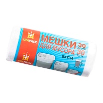 Мешки для мусора 30 л, белые, в рулоне 30 шт., ПНД, 5 мкм, 560х480 мм, Эконом, МЭ2585 (МНЭ 30-30б) в Сургуте