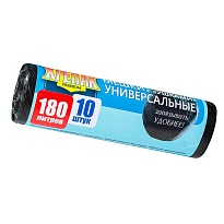 Мешки для мусора 180 л, с ушками, черные, в рулоне 10 шт., ПНД, 20 мкм, 1150х800 мм, Крепак, 4607075710498 в Сургуте