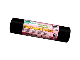 Мешки для мусора 180 л, ароматизированные, черные, в рулоне 10 шт., ПВД, 50 мкм, 1100х930 мм, EXTRA black, 18008301 в Сургуте