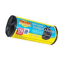 Мешки для мусора 120 л, черные, в рулоне 20 шт., ПНД, 15 мкм, 1100х700 мм, Крепак, 4607075710207 в Сургуте