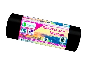 Мешки для мусора 30 л, черные, в рулоне 20 шт., ПНД, 7 мкм, 600х500 мм, MIRPACK Classik, 302040 в Сургуте