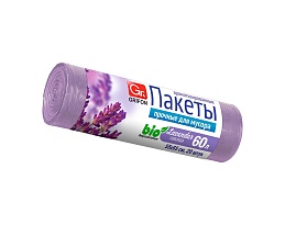 Мешки для мусора 60 л, ароматизированные, Лаванда, сиреневые, в рулоне 20 шт., ПНД, 9 мкм, 650х550 мм, GRIFON Aroma, 101-023 La в Сургуте