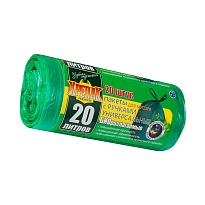 Мешки для мусора 20 л, биоразлагаемые, с ручками, черные, в рулоне 30 шт., ПНД, 10 мкм, 550х440 мм, Крепак, 4607075710047 в Сургуте