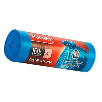 Мешки для мусора 160 л, синие, в рулоне 10 шт., ПВД, 21 мкм, 1200х870 мм, PACLAN Big&Strong, 604075 в Сургуте