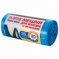 Мешки для мусора 35 л, с ручками, синие, в рулоне 30 шт., ПНД, 9 мкм, 540х500 мм, LAIMA ULTRA, 607683 в Сургуте