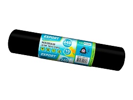 Мешки для мусора 240 л, черные, в рулоне 10 шт., ПВД 80 мкм, 1300х930 мм, EXPORT, exp 24010167 в Сургуте