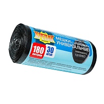 Мешки для мусора 180 л, с ушками, черные, в рулоне 30 шт., ПНД, 20 мкм, 1150х800 мм, Крепак, 4607075710399 в Сургуте