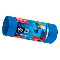 Мешки для мусора 160 л, с ушками, синие, в рулоне 10 шт., ПВД, 30 мкм, 1250х900 мм, PACLAN Multitop, 604064 в Сургуте