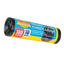 Мешки для мусора 180 л, черные, в рулоне 10 шт., ПНД, 20 мкм, 1150х800 мм, Крепак, 4607075710481 в Сургуте
