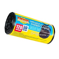 Мешки для мусора 120 л, черные, в рулоне 30 шт., ПНД, 15 мкм, 1100х700 мм, Крепак, 4607075710122 в Сургуте