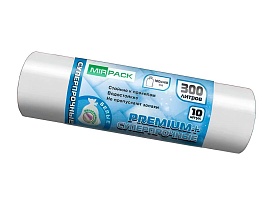 Мешки для мусора 300 л, белые, в рулоне 10 шт., ПВД 70 мкм, 1400х1000 мм, PREMIUM+, 300101602 в Сургуте Мешки для мусора 300 л, белые, в рулоне 10 шт., ПВД 70 мкм, 1400х1000 мм, PREMIUM+, 300101602 в Сургуте