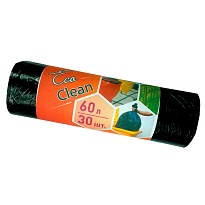 Мешки для мусора 60 л, черные, в рулоне 30 шт., ПНД, 6 мкм, 640х580 мм, Концепция Быта EcoClean, 603890 в Сургуте
