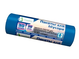 Мешки для мусора 30 л, синие, в рулоне 20 шт., ПНД, 7 мкм, 600х500 мм, MIRPACK Classik, 302041 в Сургуте