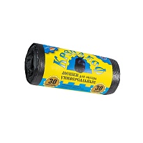 Мешки для мусора 30 л, с ушками, черные, в рулоне 30 шт., ПНД, 8 мкм, 580х460 мм, Крепакоф, 4607075710238 в Сургуте