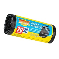 Мешки для мусора 20 л, черные, в рулоне 30 шт., ПНД, 10 мкм, 550х440 мм, Крепак, 4607075710092 в Сургуте