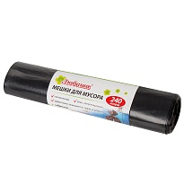 Мешки для мусора 240 л, черные, в рулоне 5 шт., ПВД 30 мкм, 1300х900 мм, Любаша, 605338 в Сургуте