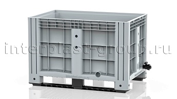 Контейнер iBox сплошной на полозьях с краном серый в Сургуте