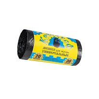 Мешки для мусора 20 л, с ушками, черные, в рулоне 30 шт., ПНД, 10 мкм, 550х440 мм, Крепакоф, 4607075710221 в Сургуте