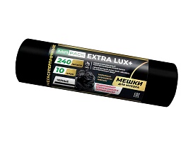 Мешки для мусора 240 л, черные, в рулоне 10 шт., ПВД 60 мкм, 1300х930 мм, EXTRA LUX+, 24010115 в Сургуте