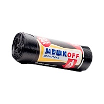 Мешки для мусора 60 л, черные, в рулоне 20 шт., ПНД, 9 мкм, 700х600 мм, МЕШКОFF, 4045 в Сургуте